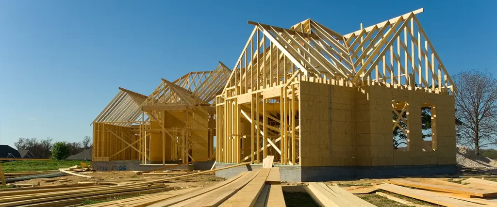 Framed house under construction